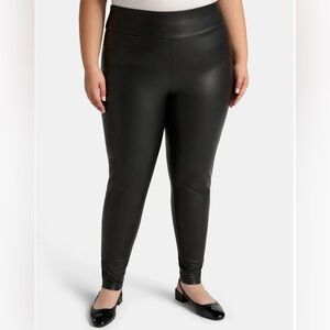 Terra & Sky 3X Women's Plus Black Faux Leather Leggings